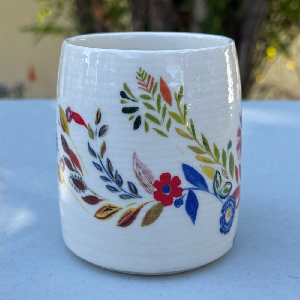 Anthropologie Multicolor Floral Monogram J Mug by Starla Halfmann - Picture 2 of 5